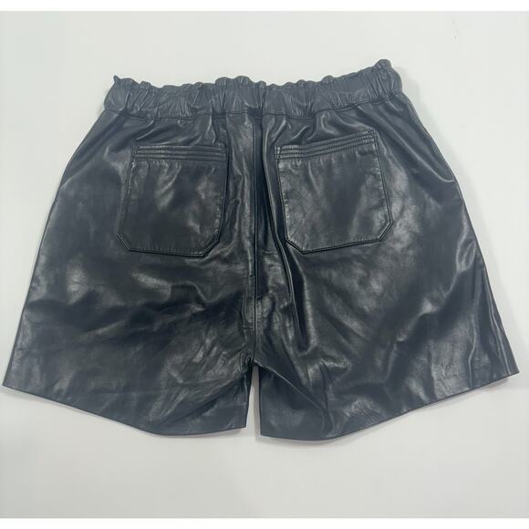 Lita by Ciara NWT Wide Leg Drawstring Lamb Leather Shorts in Black Large‎ - Picture 4 of 6